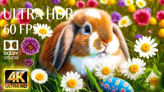 ADORABLE ANIMALS - 4K HDR 60fps Dolby Vision with Animal Sounds & Calming Music (Colorful Dynamic)