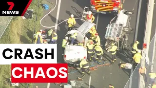 Sydney’s M7 motorway thrown into chaos after crash at Bungarribee near Rooty Hill | 7 News Australia