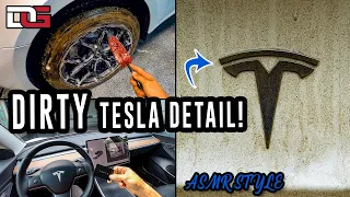 Deep Cleaning a DIRTY Tesla Model 3! | Real-Time ASMR Car Detailing