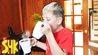 DON'T Drink The COFFEE CHALLENGE! SuperHeroKids Funny Family Videos Compilation