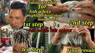 Ash white hair colour/cap hair highlight in white colour ///live result step by step