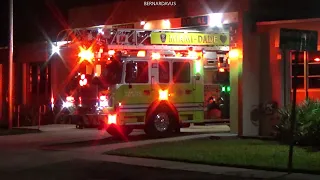 Miami Dade Fire Rescue Aerial 19 Responding from Station with Lights and Sirens