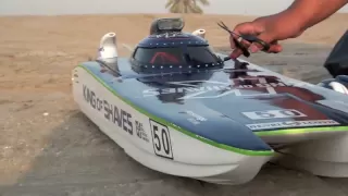 Large Scale RC boat King of Shaves 540 kv 10 Cell Lipo - 1st test - bu Fatima RC videos