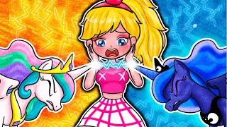 Will Annie Choose MY LITTLE PONY Celestia Or Luna? | 슬픈 기원 이야기 | 재미있는 스톱 모션 만화 | Annie Korea