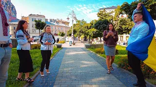 INDEPENDENCE DAY Ukraine, Lviv Walking Tour - Morning walk around the city [ 4K HDR - 60 fps ] 2023