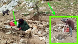 Building dreams: building a stone hut in the mountains by a brave mother