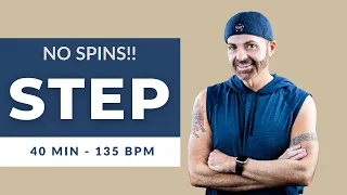 Step Aerobics - Step Class no Spins!  Steve SanSoucie SS Fit Studio Step Workout 135 bpm Basic Step