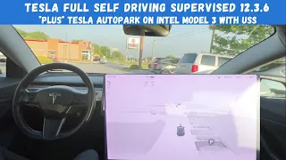 Tesla FSD Supervised 12.3.6 & Tesla Autopark on Intel USS Model 3