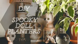 DIY Spooky Doll Head Planter Decor