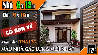 TNA176 - Mẫu nhà gác lửng mới nhất 6x12m trên đất 6x18m | Kiến trúc TN