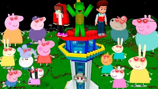 Scary All Peppa Pig family EXE vs Paw Patrol House jj and mikey in Minecraft - Maizen