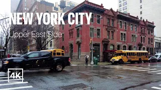 [4K] New York City 🗽 Winter Walk - Upper East Side with Rain [Jan. 2022]