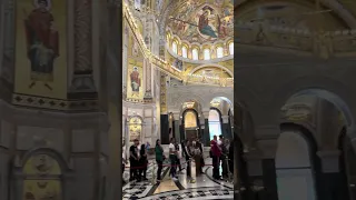 Saint Sava Temple (orthodox church) walking inside - Belgrade, Serbia