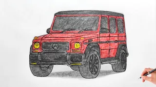 How to draw a MERCEDES-BENZ G63 AMG 2015 / drawing a 3d car / coloring mercedes g-class g 63 amg