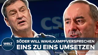 REGIERUNGSBILDUNG IN BAYERN: Markus Söder stellt Koalitionsvertrag von CSU und Freien Wählern vor