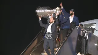 Blues players return home with Stanley Cup