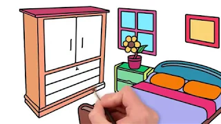 Drawing and Coloring Bedroom with Furnitures for Kids and Toddlers