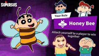 Shinchan became honey bee and attached with imposter in super sus 😂🔥 | shinchan playing among us 3d