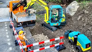 Road reparation, RC excavator Yanmar B37V, Mercedes Sprinter, Scale models