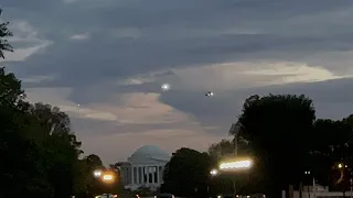 Marine One returns to the White House just after the Sunset