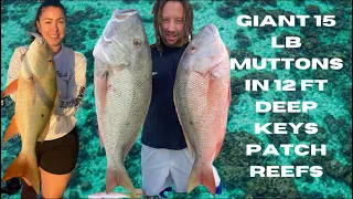 How To Catch HUGE Mutton Snappers In Shallow Water! -Catch Clean Cook-Florida Keys Patch Reefs.