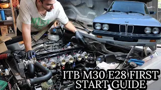 Installing and Wiring a M30B35 with Individual Throttle Bodies Into a BMW E28 | First Start!!