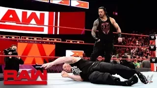 WWE ROMAN REIGNS BRAWL WITH BROCK LESNER BEFORE WRESTLEMANIA AT RAW 3 APRIL 2018