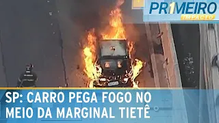 Carro pega fogo no meio da Marginal Tietê, em SP | Primeiro Impacto (22/05/24)