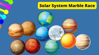 Solar System Marble Race Run in 11 Algodoo Stages - Marble Race Heroes Solar System