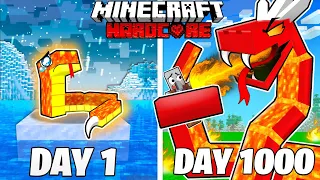 I Survived 1000 Days as a LAVA SERPENT in HARDCORE Minecraft! (Full Story)