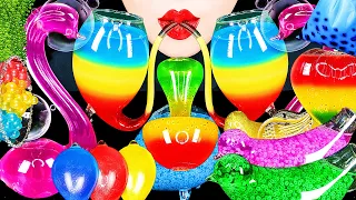 ASMR RAINBOW DRINKS *VAMPIRE BOBA TEA 신기한 물 먹방 MUKBANG, HONEY JELLY, EDIBLE FROG EGGS BIRD GLASS