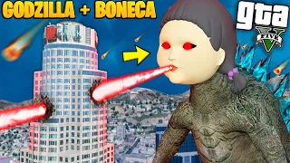 LUTEI CONTRA UM GODZILLA + BONECA DO ROUND 6 no GTA 5 Mods !! (ÉPICO)