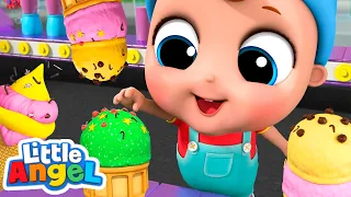 Green, Pink, Banana Ice Cream! | Little Angel | Moonbug Kids - Color Time