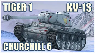 KV-1S, Tiger I & Churchill Mk. VI • WoT Blitz Gameplay