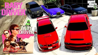 GTA 5 - Stealing 'Baby Driver' Movie Cars with Franklin! (Real Life Cars #71)