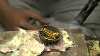 Smelting gold for making traditional Indian jewellery