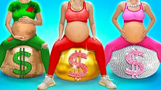 BROKE VS RICH PREGNANCY GYMNASTIC by 123 GO! SHORTS #shorts