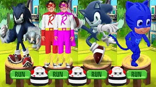 Tag with Ryan PJ Masks vs Sonic Dash - All Characters Unlocked All Bosses Catboy Combo Panda Werehog