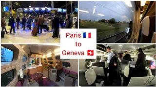 Paris to Geneva Switzerland with TGV Lyria, high speed train, First class 4K