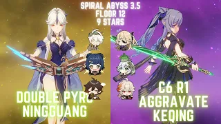 Double Pyro Ningguang & Aggravate Keqing - Genshin Impact - Spiral Abyss - Floor 12 - 9 Stars - 3.5