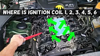 WHERE IS IGNITION COIL CYLINDER 1 2 3 4 5 6 DODGE CHARGER 3.6 V6