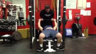 Varsity House Gym - Jimmy Mac hits a 370lb Bench Press!