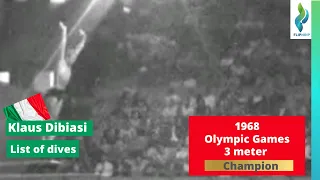 1968 Klaus Dibiasi  - Team Italy - Mens 3 Meter Springboard Diving - Olympic Games