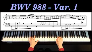 J.S. Bach, BWV 988-Var.1, Goldberg Variations (Sheet music 楽譜)  バッハ, ゴルトベルク変奏曲より第１変奏曲