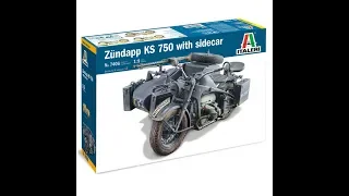 NEW Italeri 1/9 ZUNDAPP KS 750 with Sidecar