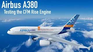 Airbus A380: CFM Rise engine on Airbus A380 at Farnborough Airshow 2022