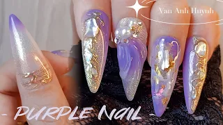 #20 DIY - Nghệ thuật làm mẫu nail tím mộng mơ và sang trọng/Nail Art