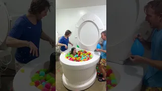 My EX BOYFRIENDS Pranked Me with Water Balloons in the Worlds Largest Toilet Play Balls #shorts