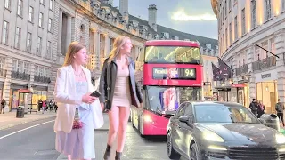 England, Central London Walk at Sunset. Featuring H&M Home on Regent Street. 4K HDR