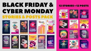 Black Friday Cyber Monday Stories Pack After Effects Templates